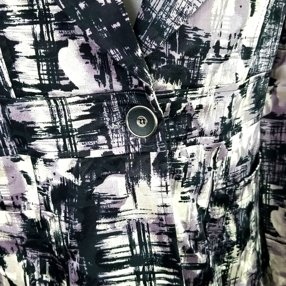 Amanda Women's Jacket All Over Pattern Single Button Size S/M Padded Shoulders - Picture 3 of 7